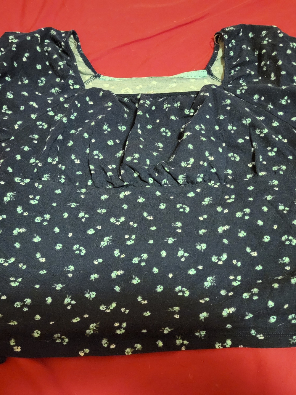 Justice Black Scoop Neck Tunic with Mint Floral Print